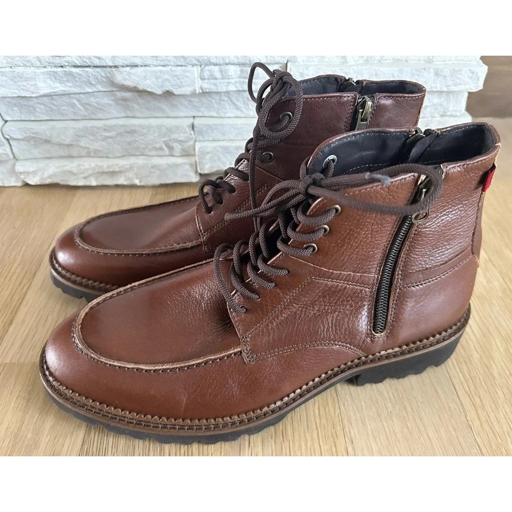 New Men's Leather Boots 8.5 Brown Leather Upper Lace Up & Zippers Section X
